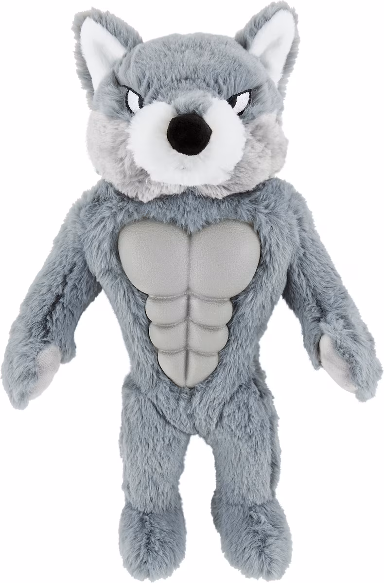 Frisco Wolf Muscle Plush Squeaky Dog Toy
